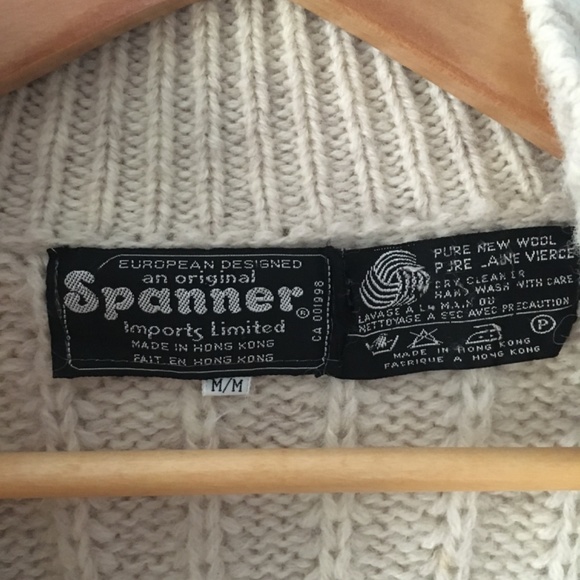 Vintage knitted wool zip pocket and leather button sweater cardigan - Picture 3 of 10